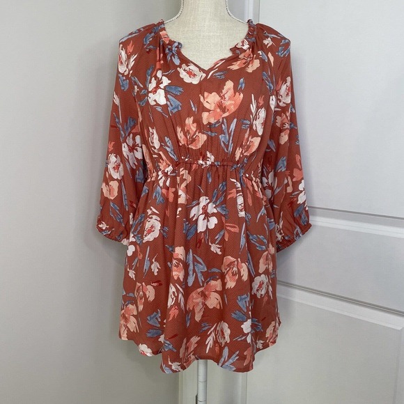 Isabel Tops - Ingrid & Isabel Maternity Womens Floral Elastic Waist Pink Tunic Top Medium